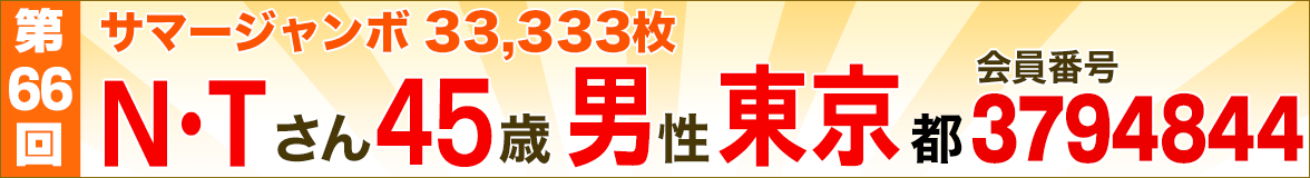 抽選の結果、第66回“1000万円分ジャンボ”の当選者が確定しました!
